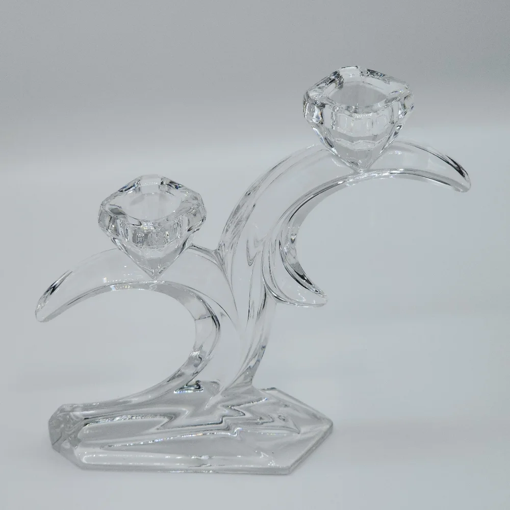 Vintage German Lead Crystal Candle Holder 7in Tall‎